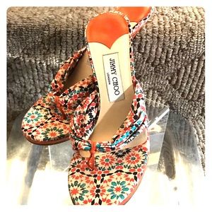 Jimmy Choo Leather Thong Wedge Sandals